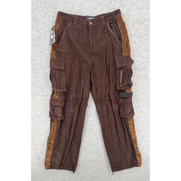 NWT Ahluwalia Iniquity Brown Corduroy Cargo Trousers Pants Size LARGE